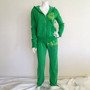 green jogging suit